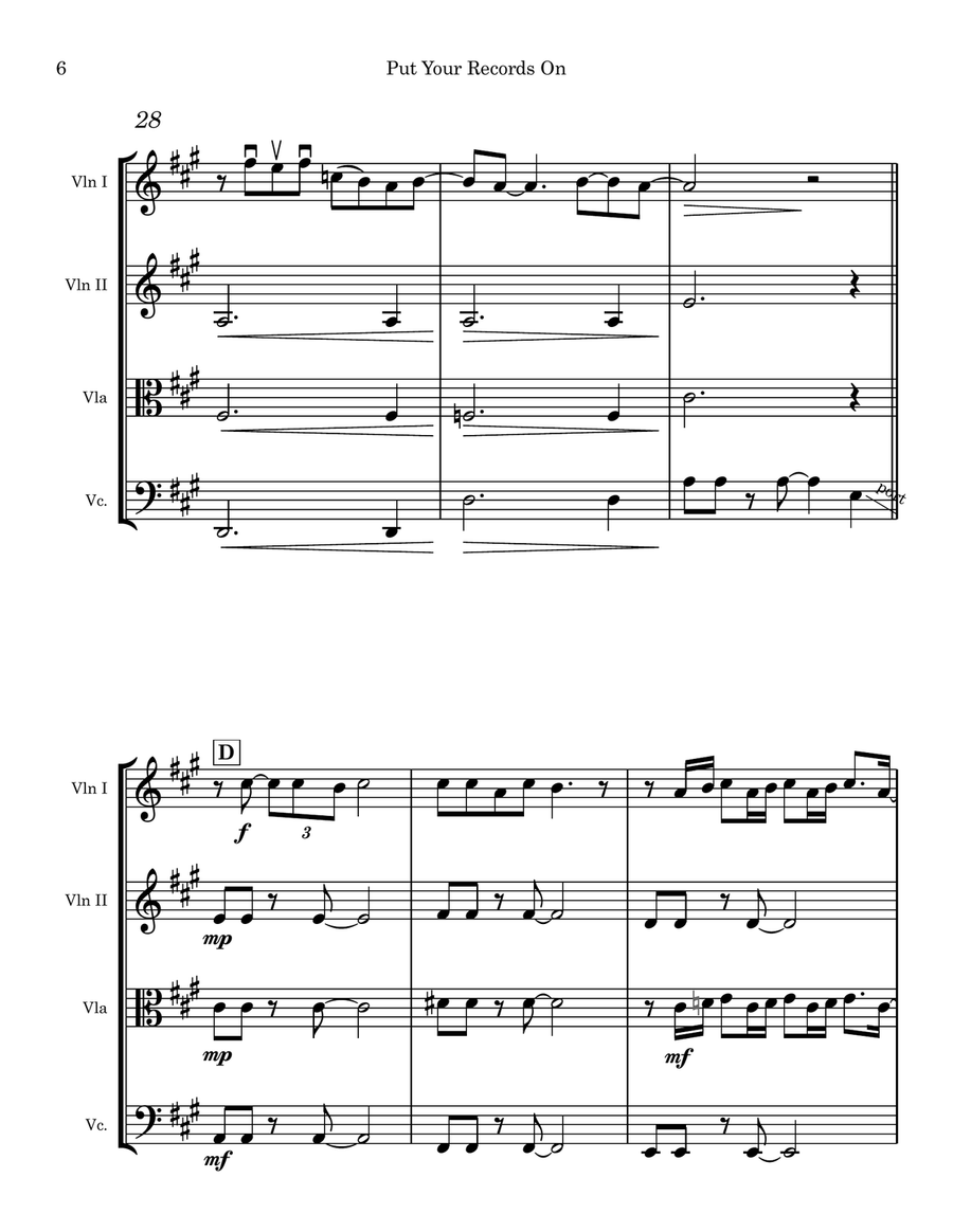 Put Your Records On Put Your Records On String Quartet scores gallery preview page 6
