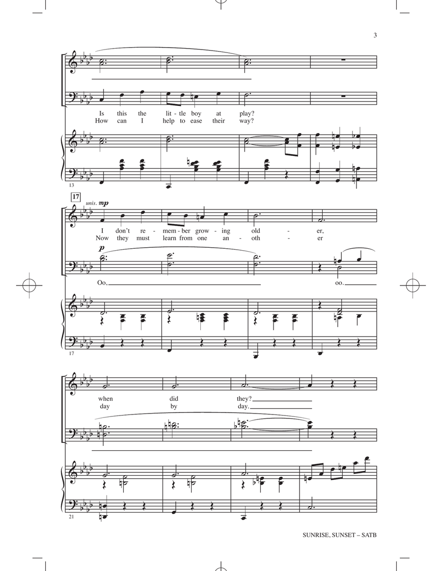 Sunrise, Sunset (from Fiddler On The Roof) (arr. John Leavitt) 4-Part scores gallery preview page 2