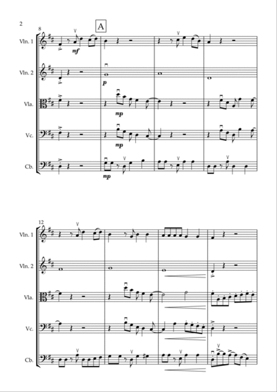 Feliz Navidad String Quintet scores gallery preview page 2