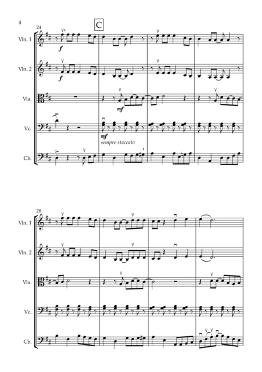 Feliz Navidad String Quintet scores gallery preview page 4