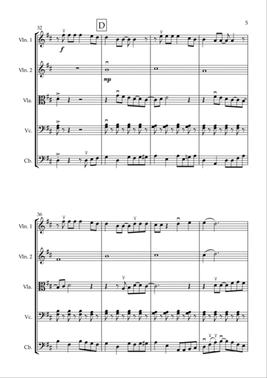 Feliz Navidad String Quintet scores gallery preview page 5