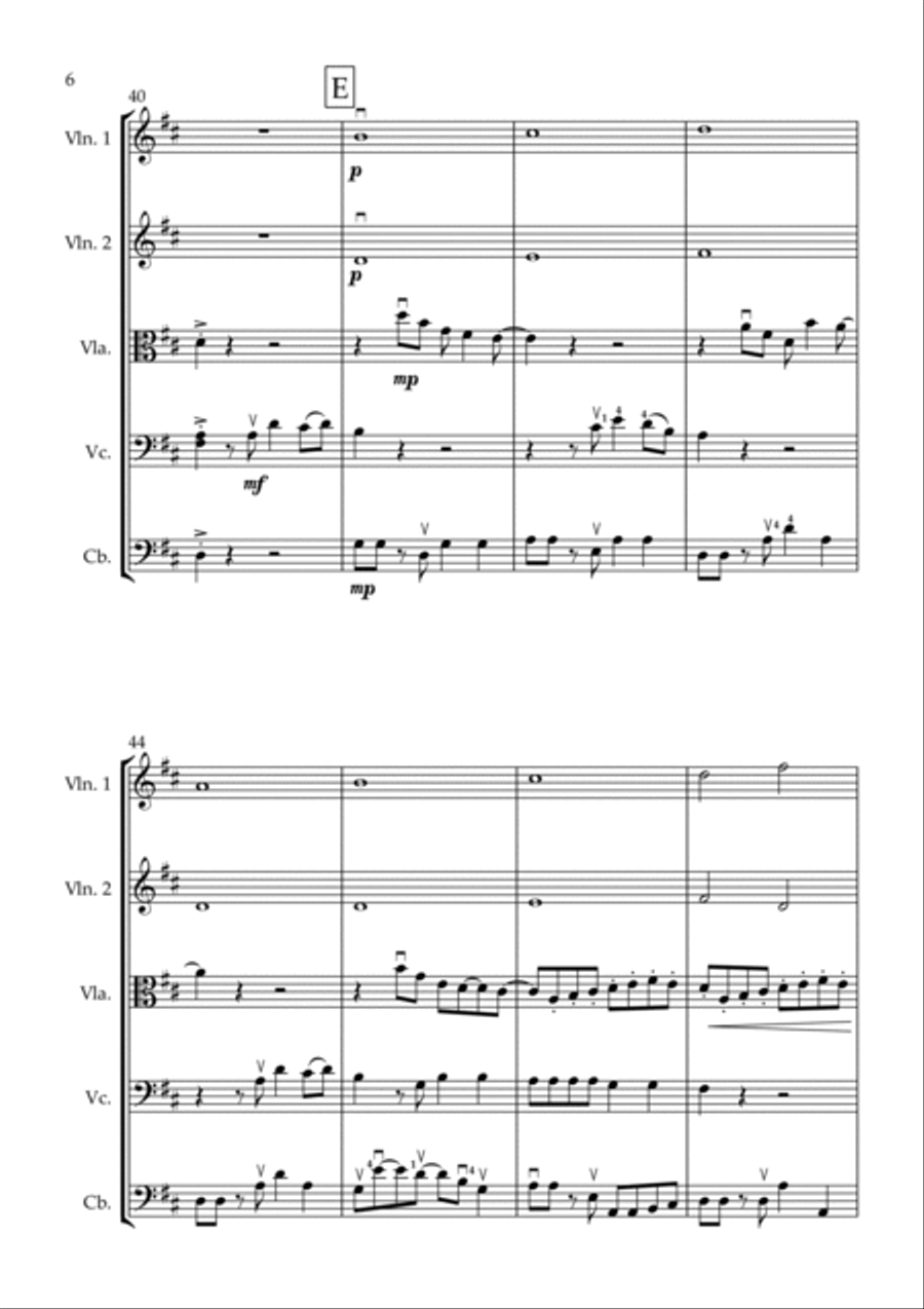 Feliz Navidad String Quintet scores gallery preview page 6