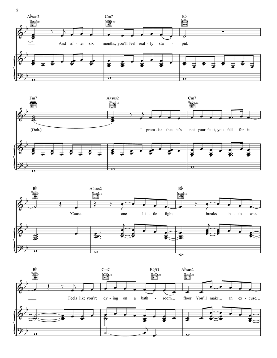 Narcissist Narcissist Piano, Vocal, Guitar scores gallery preview page 2