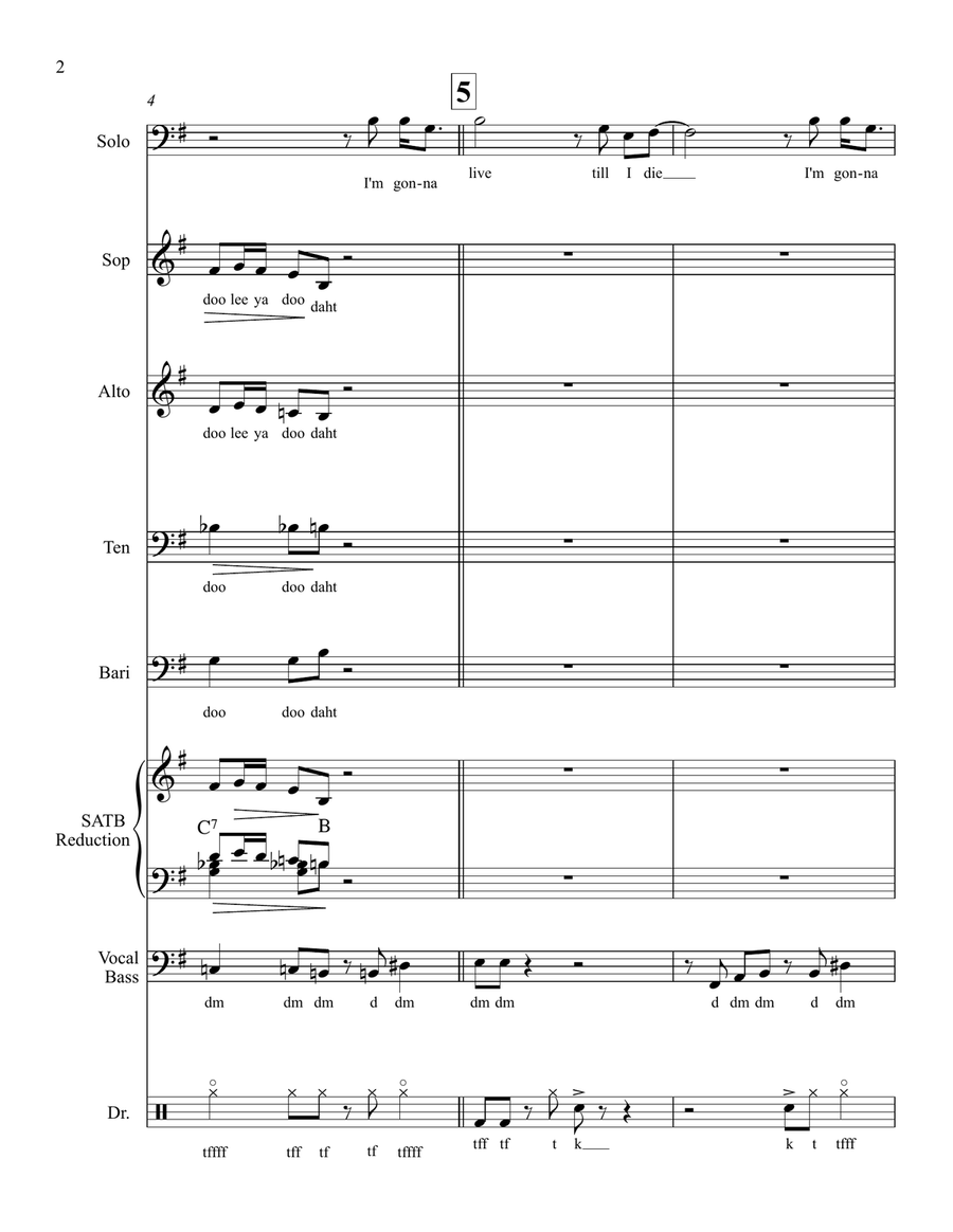 I'm Gonna Live Till I Die 4-Part scores gallery preview page 2