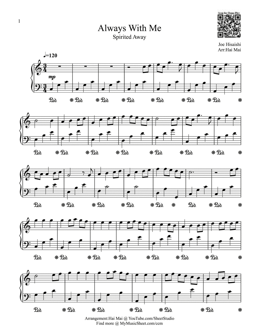 Always With Me (spirited Away) Easy Piano scores gallery preview page 1