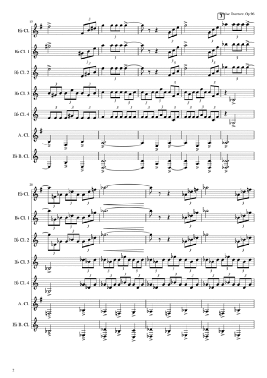 Festive Overture, Op. 96 for Clarinet Choir Clarinet Choir scores gallery preview page 2