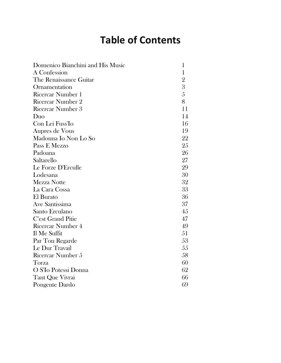 Domenico Bianchini: Lute Music of the Renaissance Arranged for Low G Ukulele Lute scores gallery preview page 2