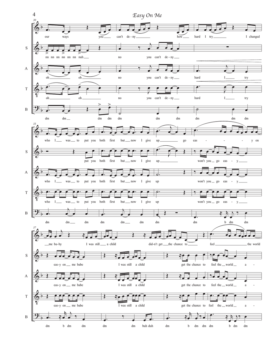 Easy On Me Easy On Me 4-Part scores gallery preview page 4