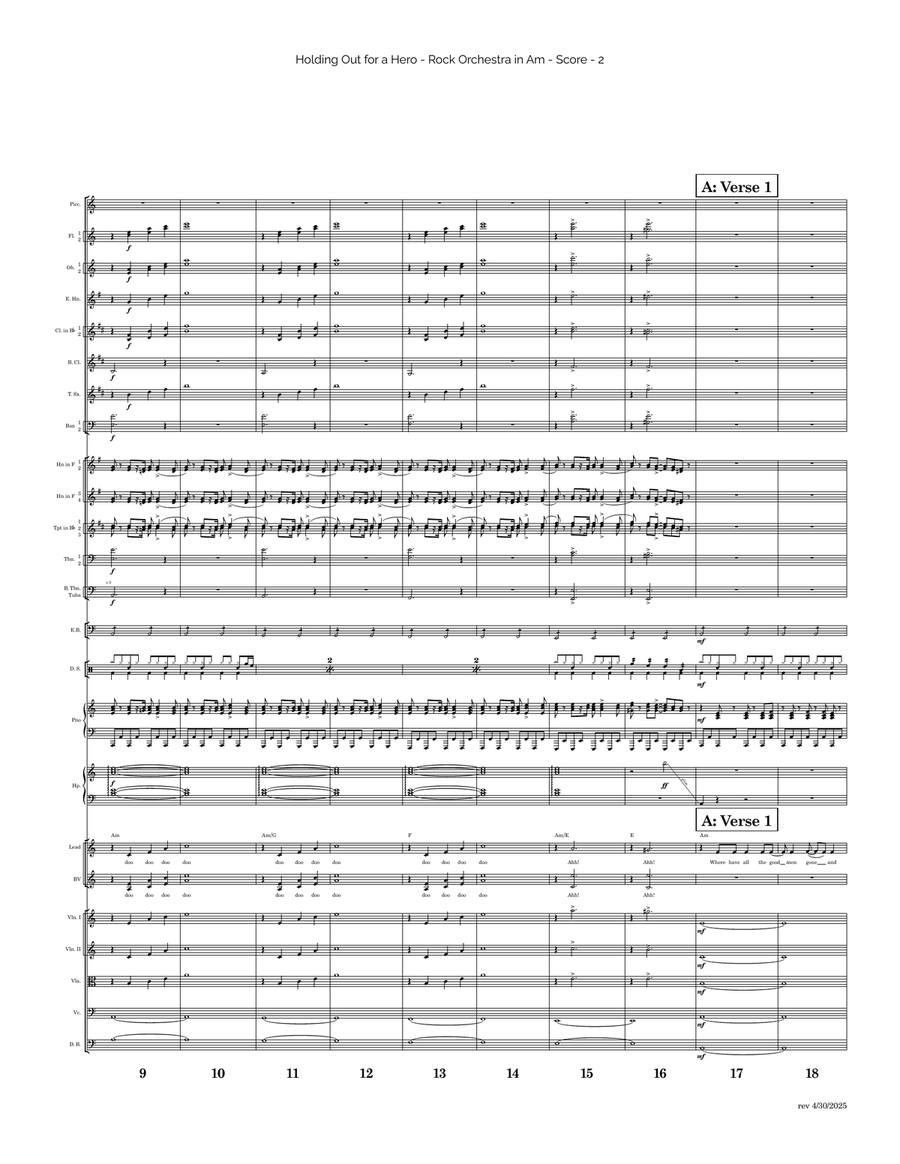 Holding Out For A Hero Full Orchestra scores gallery preview page 2