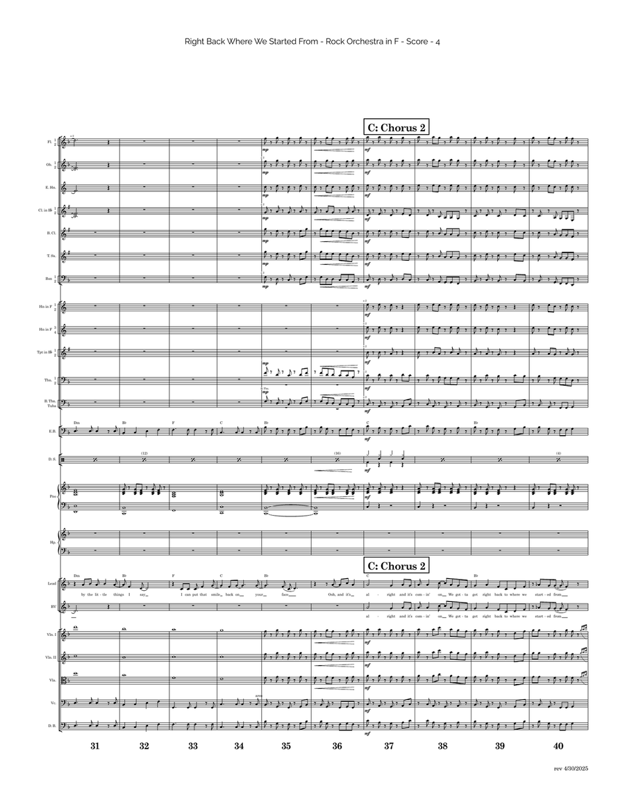 Right Back Where We Started From Full Orchestra scores gallery preview page 4