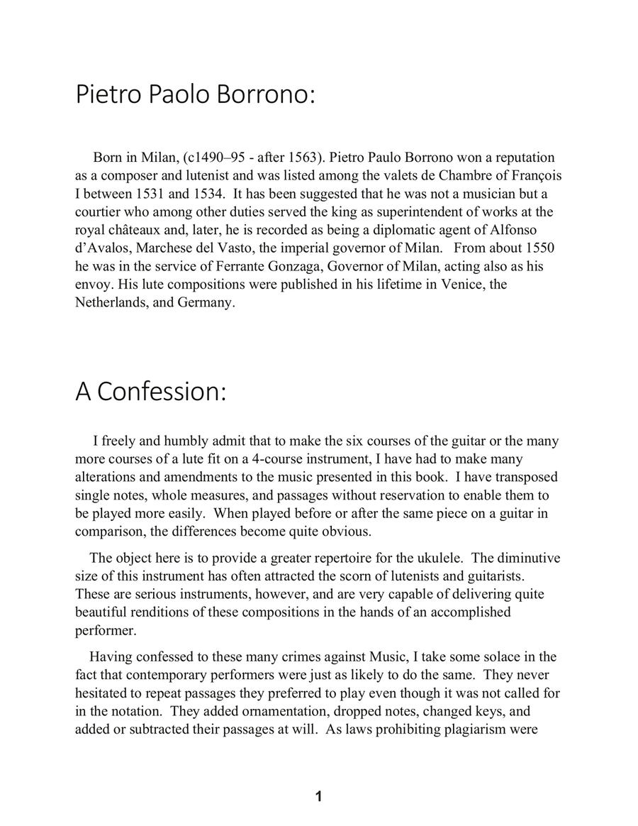 Pietro Paolo Borrono Songs and Dances From the Renaissance For Low G Ukulele Ukulele scores gallery preview page 2
