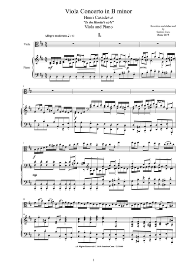 Handel-Casadesus - Viola Concerto in B minor for Viola and Piano