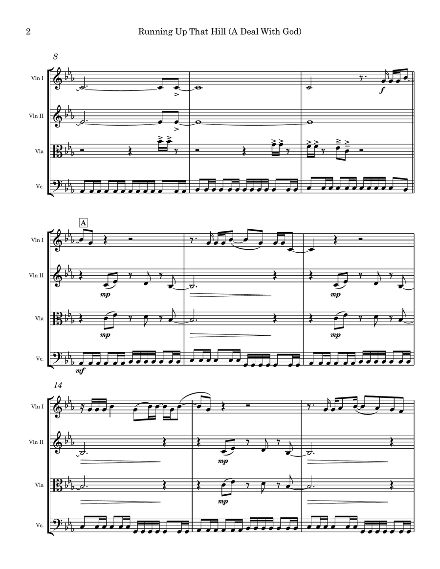 Running Up That Hill Running Up That Hill String Quartet scores gallery preview page 2