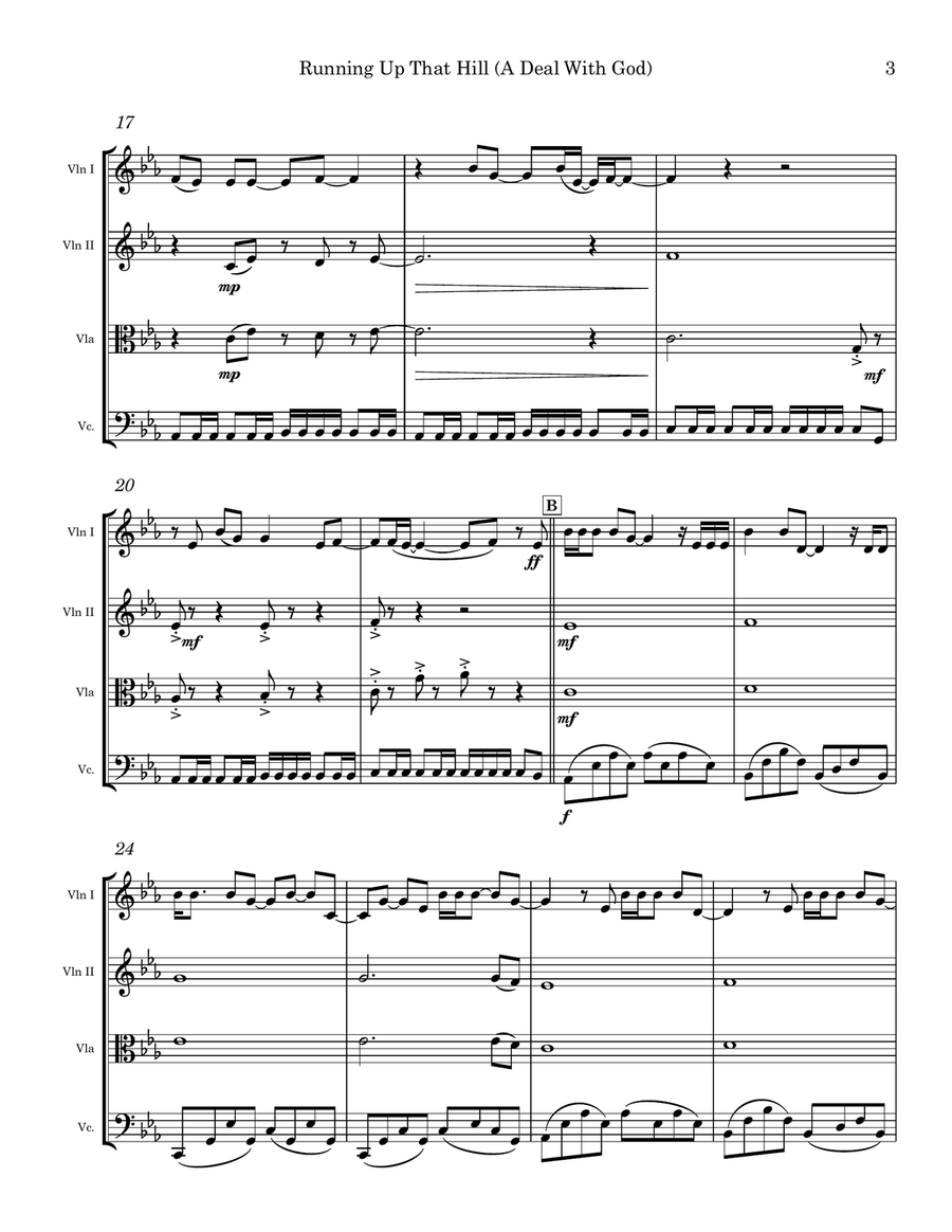 Running Up That Hill Running Up That Hill String Quartet scores gallery preview page 3