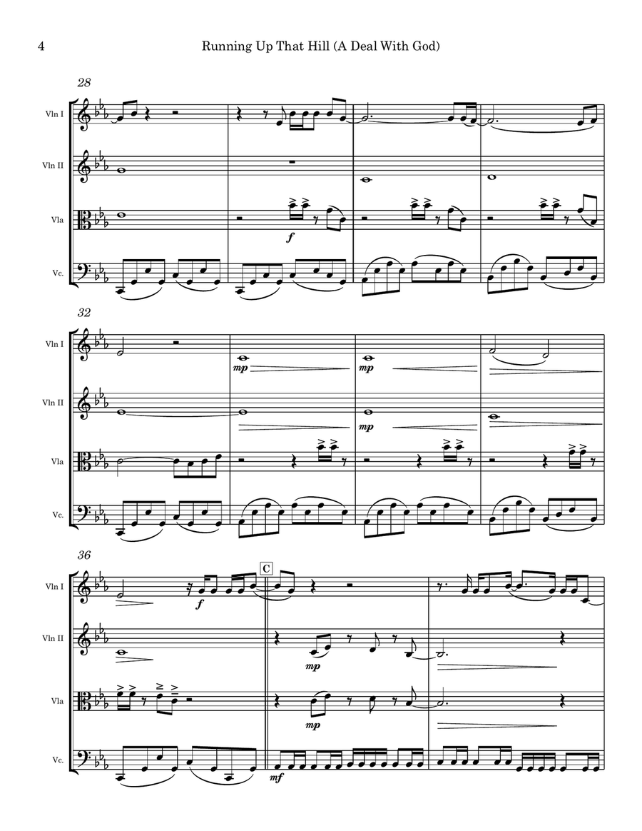 Running Up That Hill Running Up That Hill String Quartet scores gallery preview page 4
