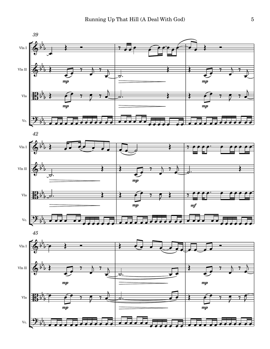 Running Up That Hill Running Up That Hill String Quartet scores gallery preview page 5