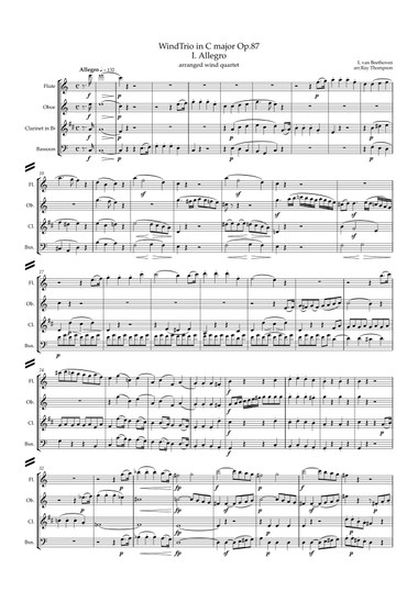 Beethoven: Wind Trio in C Major Op.87 Mvt.I Allegro - woodwind quartet