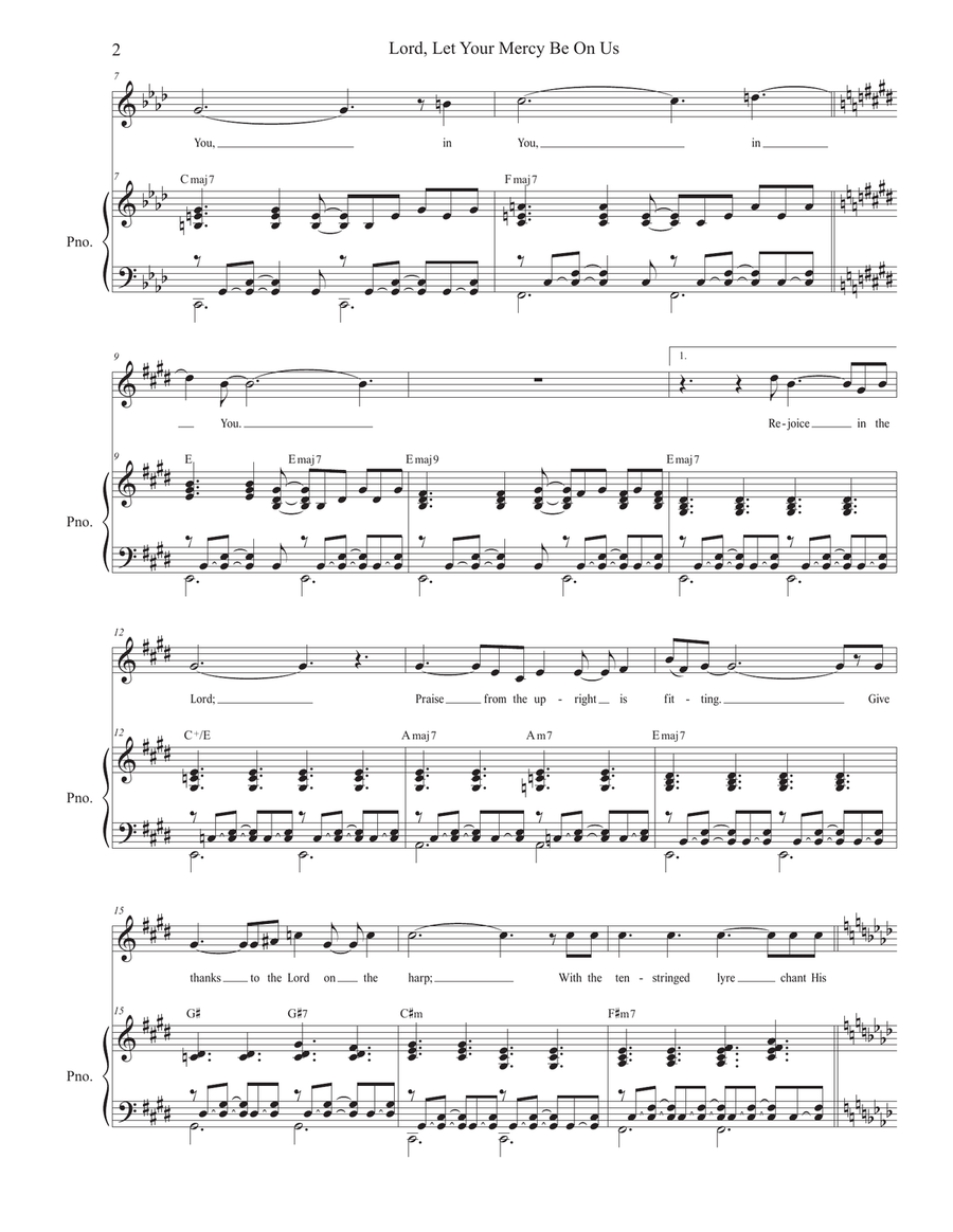 Lord, Let Your Mercy Be On Us (Psalm 33) (Unison choir - High Key) Unison Choir scores gallery preview page 2