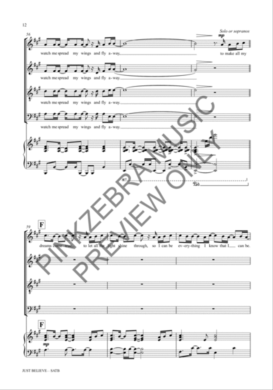 Just Believe (Instrumental Parts) Choir scores gallery preview page 13