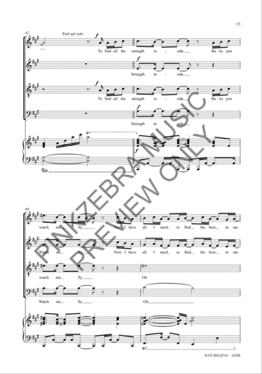 Just Believe (Instrumental Parts) Choir scores gallery preview page 14