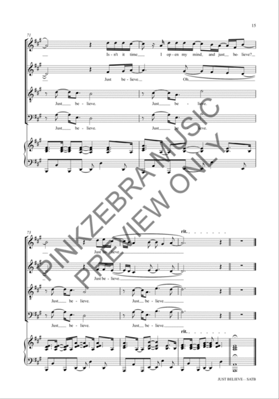 Just Believe (Instrumental Parts) Choir scores gallery preview page 16