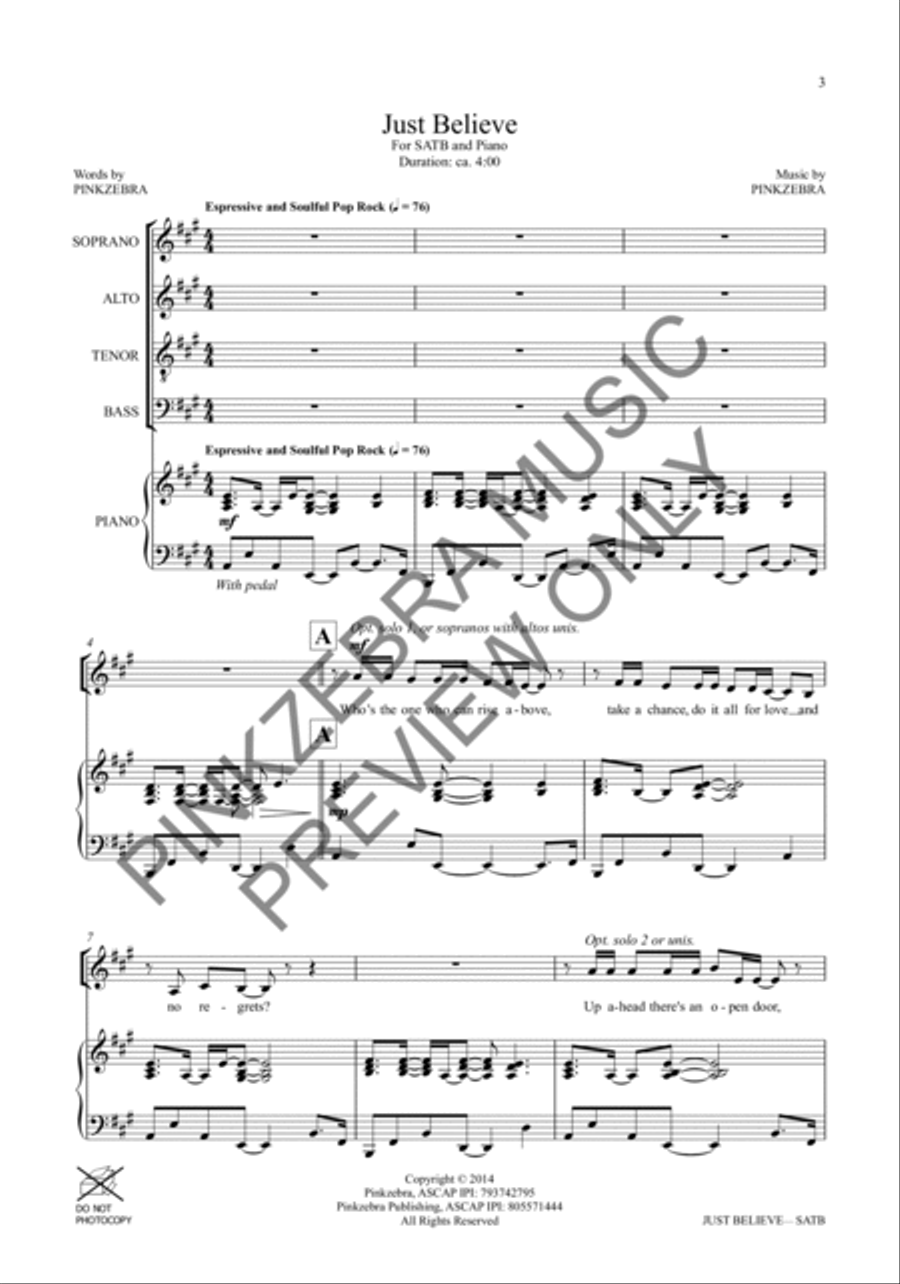 Just Believe (Instrumental Parts) Choir scores gallery preview page 4