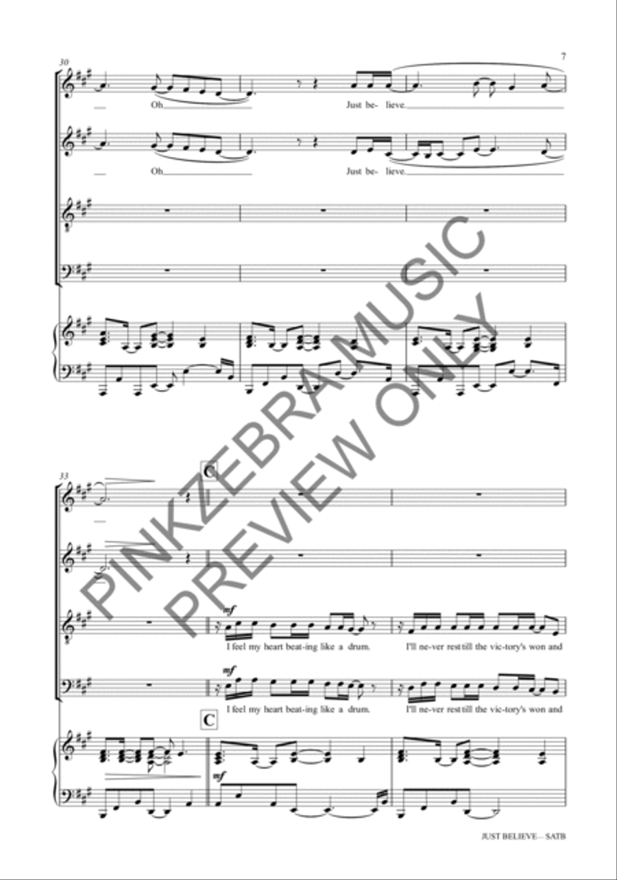 Just Believe (Instrumental Parts) Choir scores gallery preview page 8