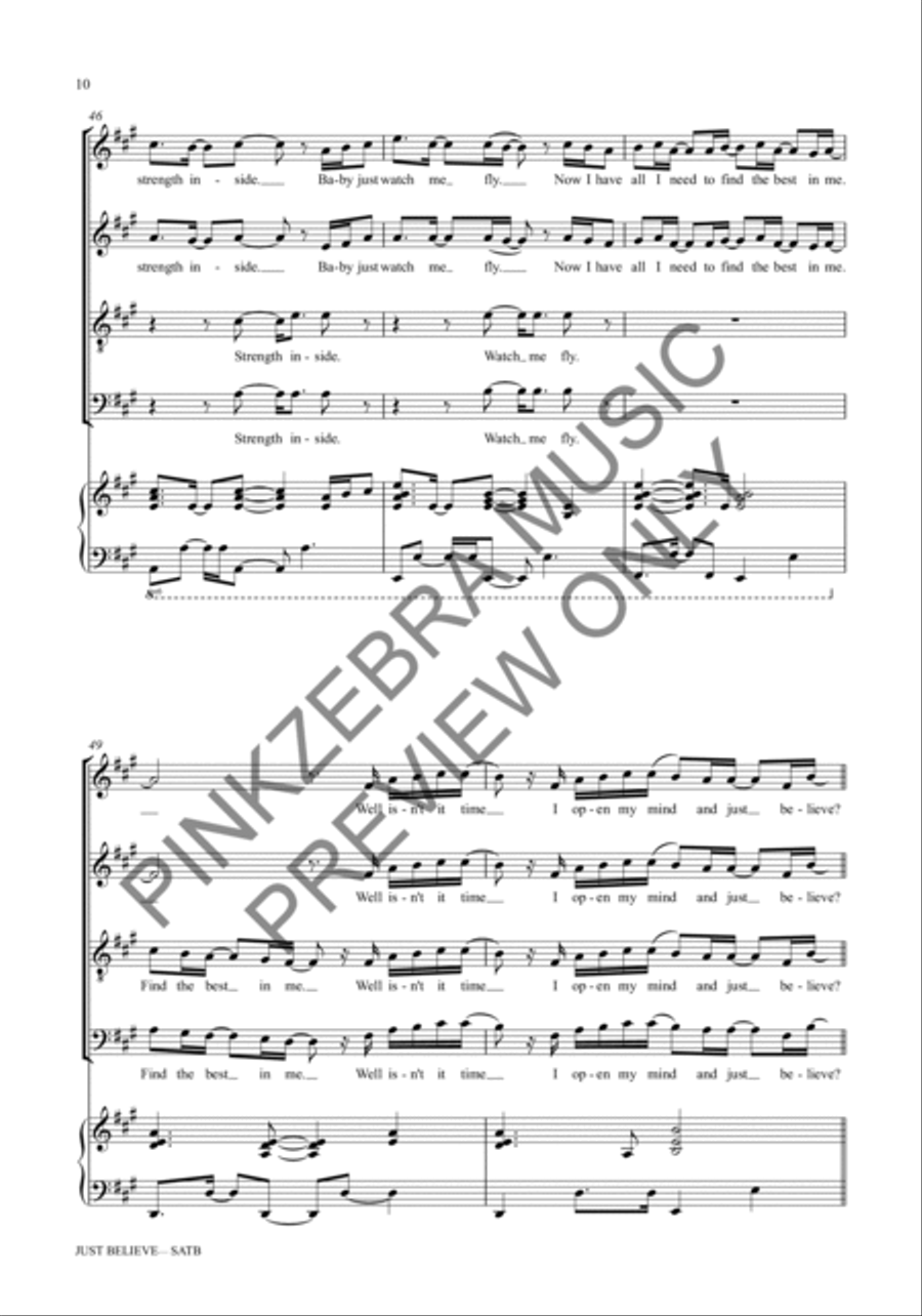 Just Believe (Instrumental Parts) Choir scores gallery preview page 11