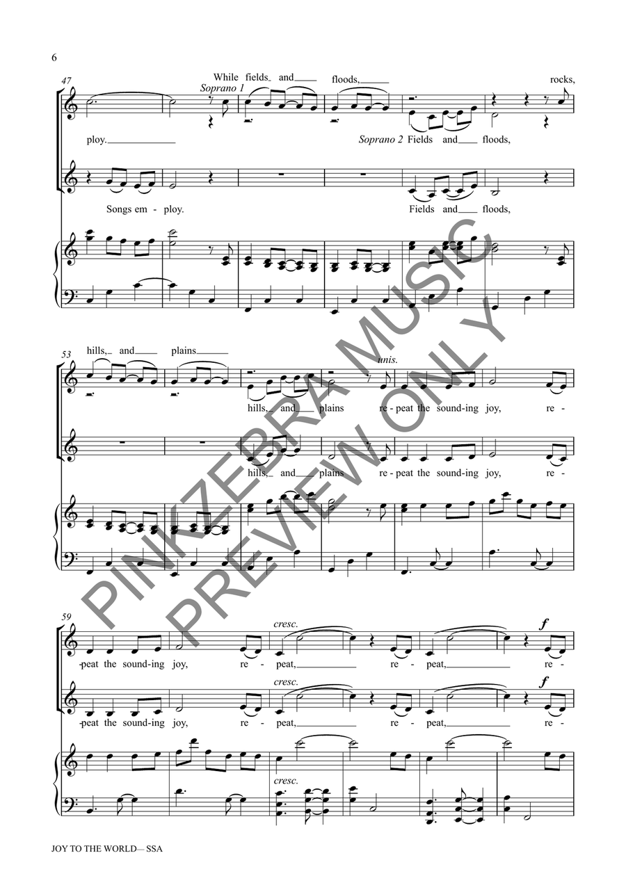 Joy to the World (SSA) Joy to the World (SSA) SSA scores gallery preview page 7