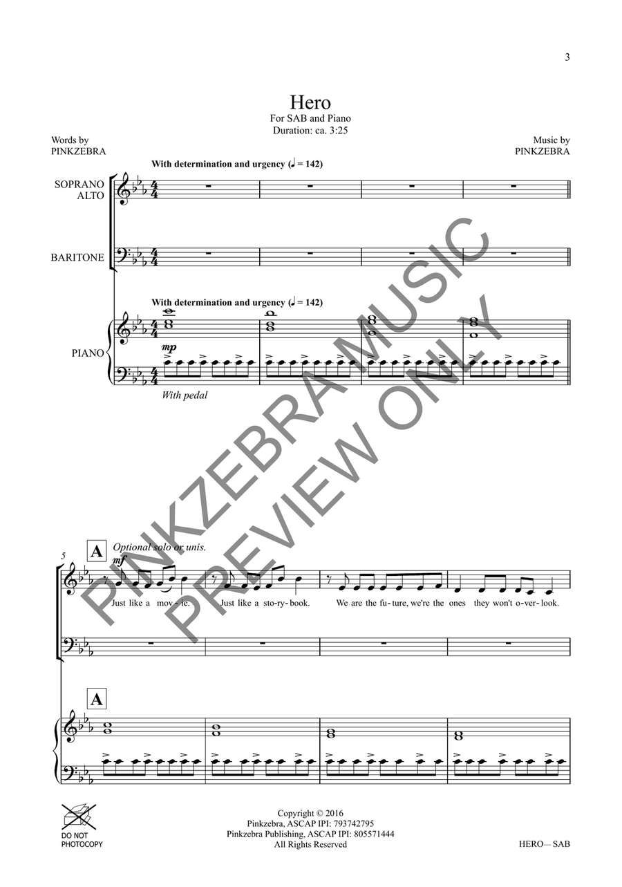 Hero (SAB) Hero (SAB) 3-Part scores gallery preview page 4