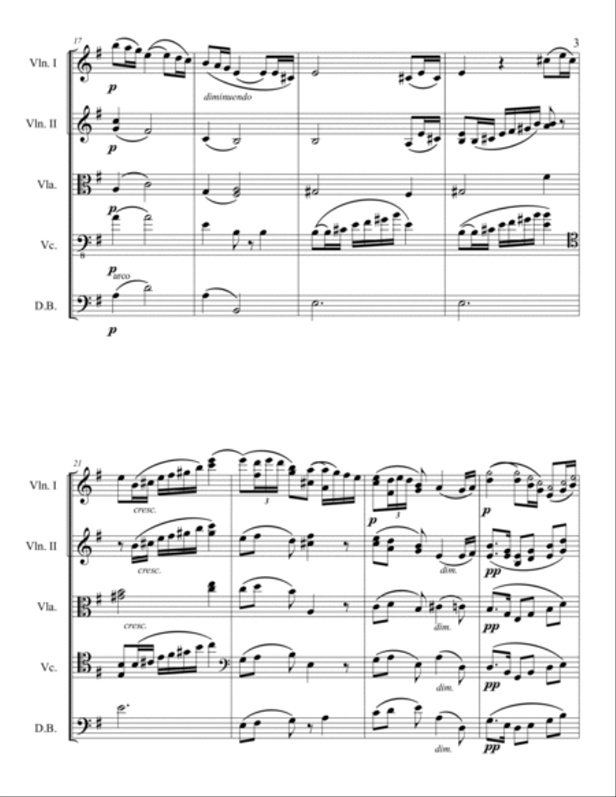 The Girl With Flaxen Hair (pd) String Quintet scores gallery preview page 3