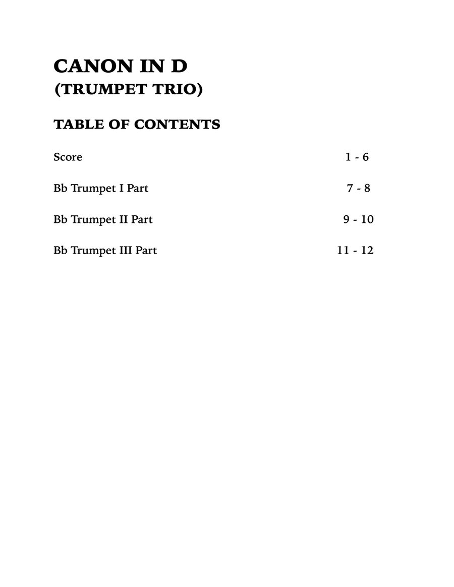 Canon in D (Trumpet Trio) Trumpet Trio scores gallery preview page 4