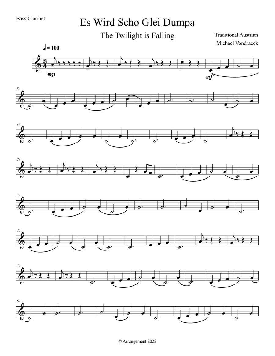ES WIRD SCHO GLEI DUMPA (The Twilight is Falling) Clarinet Quintet scores gallery preview page 4