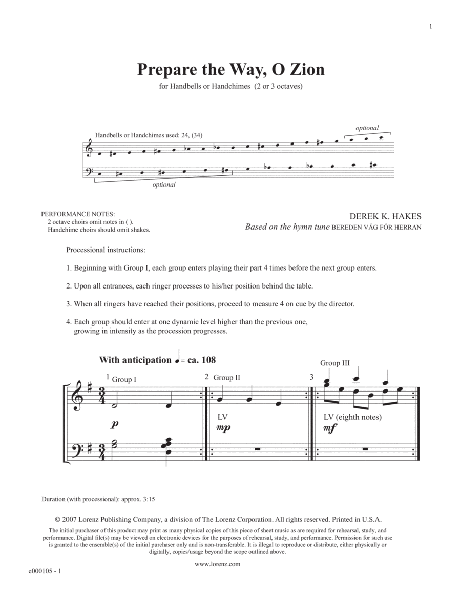 Prepare the Way, O Zion (Digital Download) 3-Octaves scores gallery preview page 1