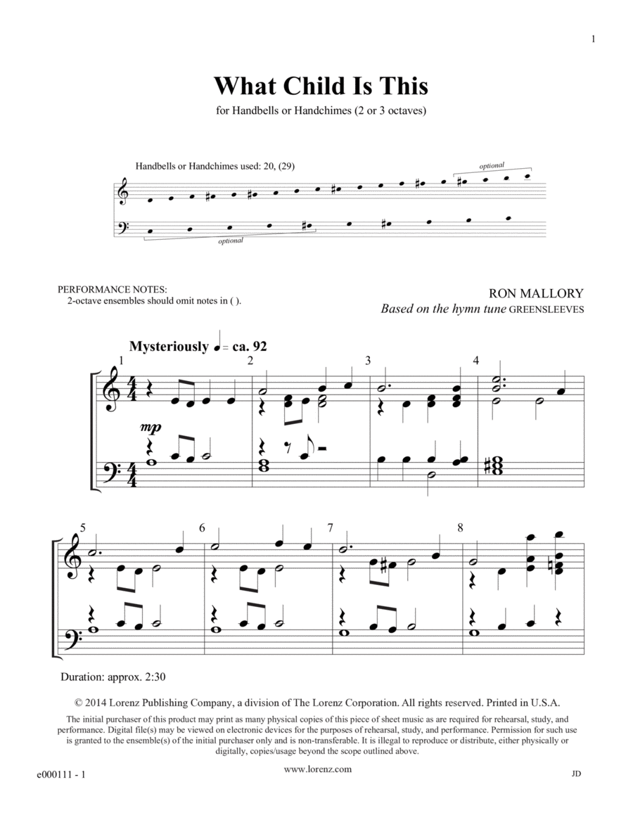 What Child Is This? (Digital Download) 3-Octaves scores gallery preview page 1