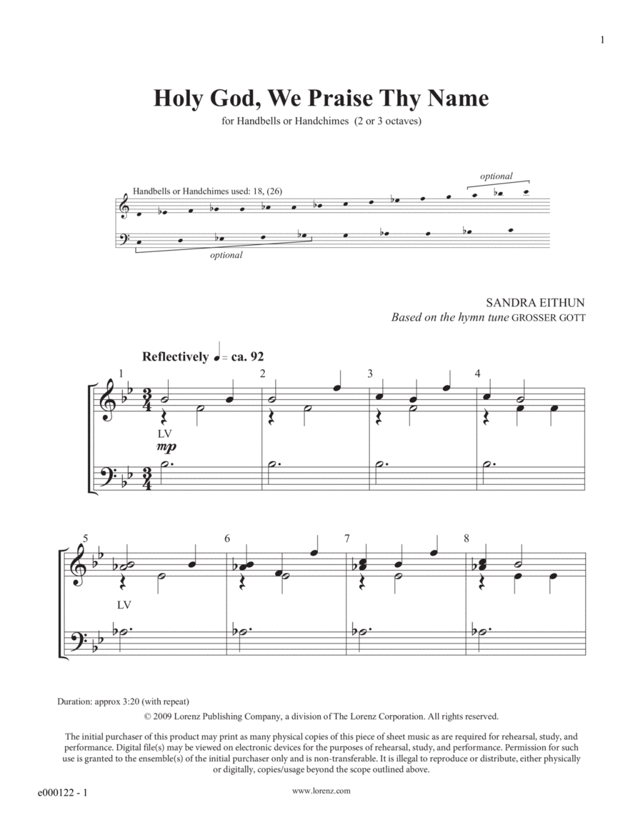 Holy God, We Praise Thy Name 3-Octaves scores gallery preview page 1