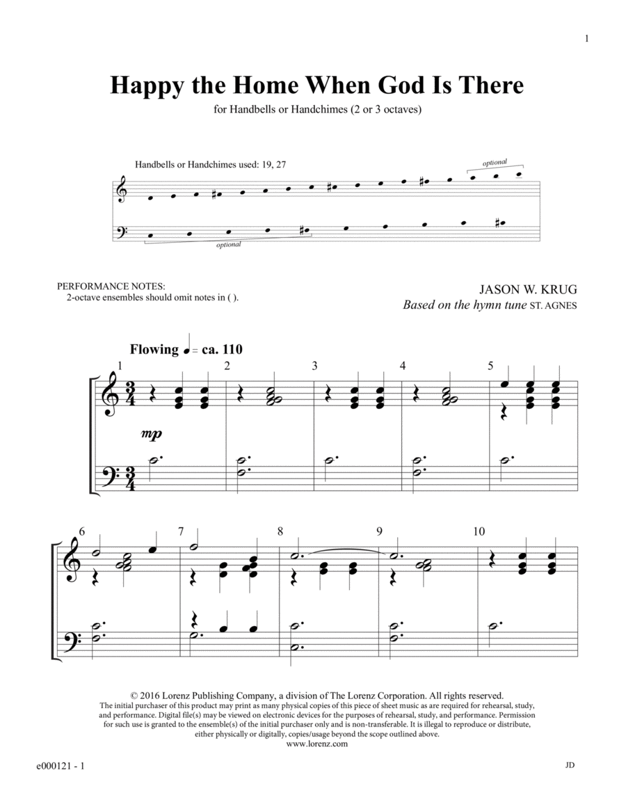 Happy the Home When God Is There 3-Octaves scores gallery preview page 1