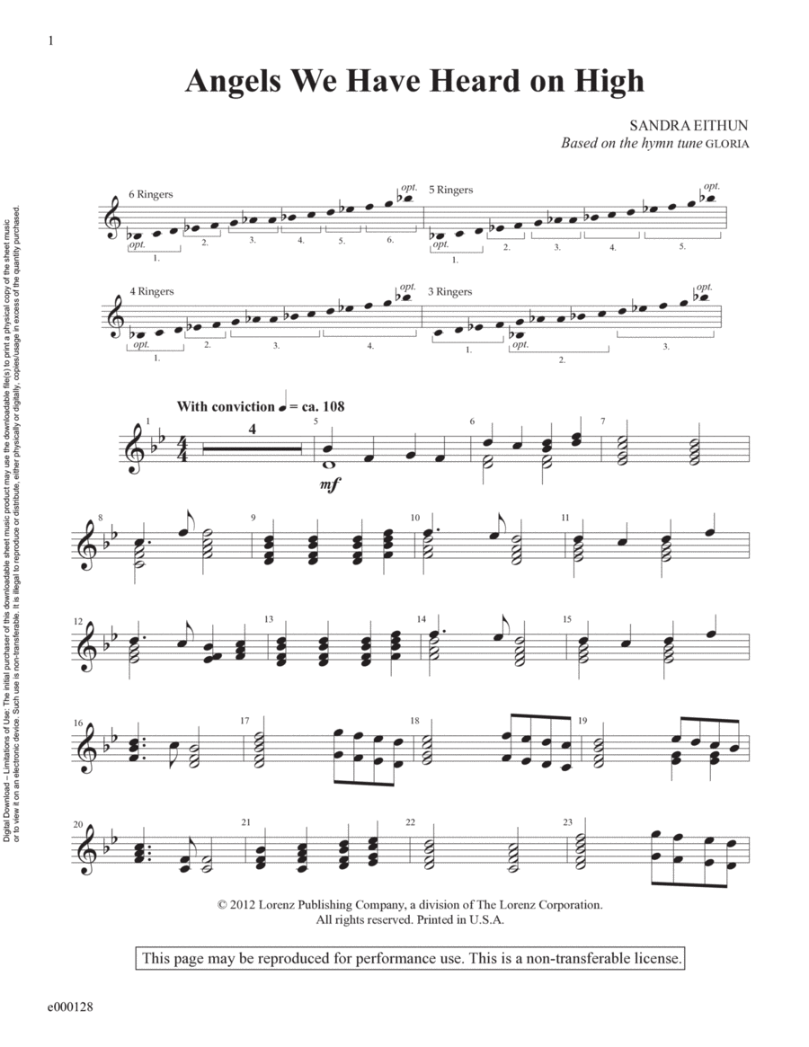 Angels We Have Heard on High (Reproducible Download) 3-Octaves scores gallery preview page 1