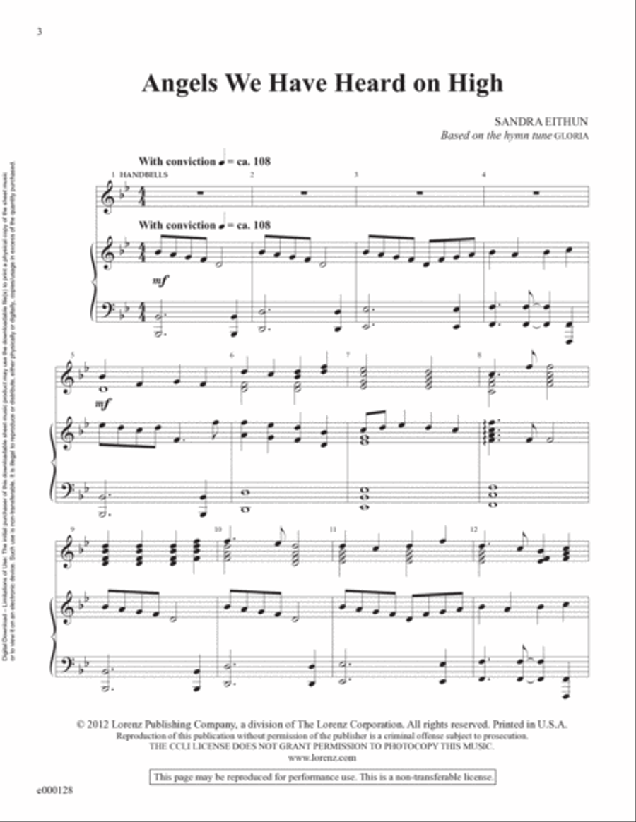 Angels We Have Heard on High (Reproducible Download) 3-Octaves scores gallery preview page 3