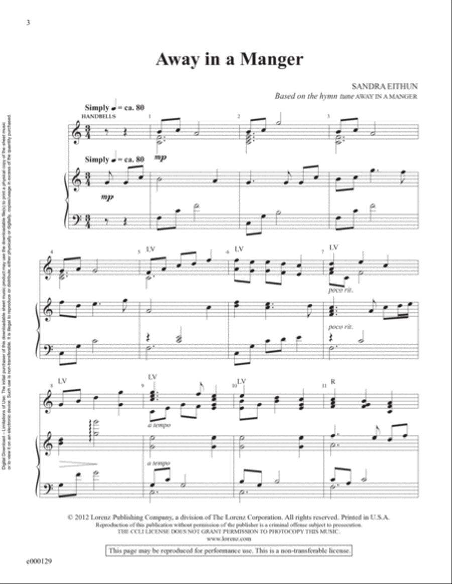 Away in a Manger (Reproducible Download) 3-Octaves scores gallery preview page 3