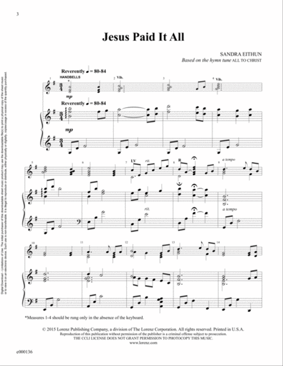 Jesus Paid It All (Reproducible Download) 3-Octaves scores gallery preview page 3