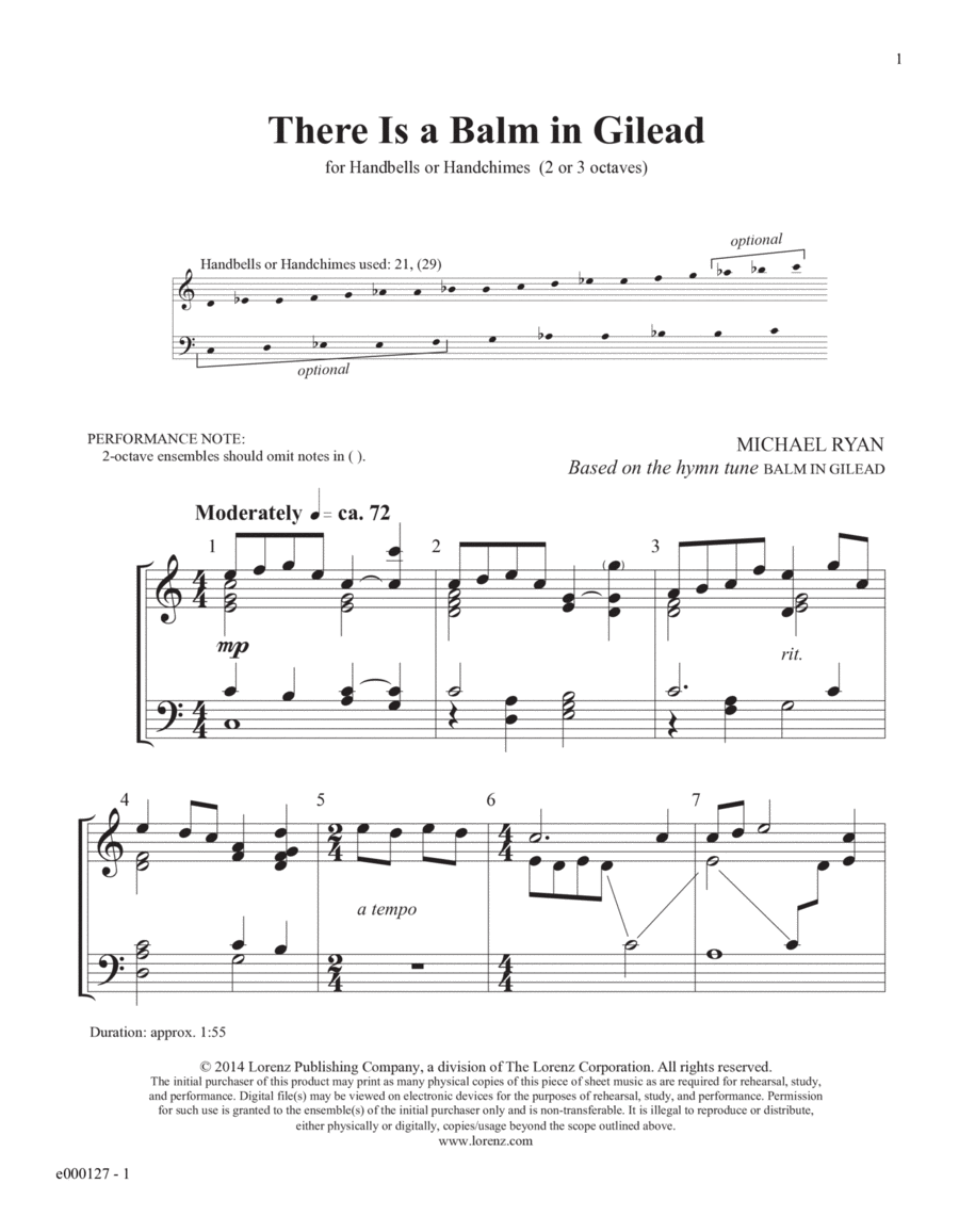 There Is a Balm in Gilead -Digital Download 3-Octaves scores gallery preview page 1