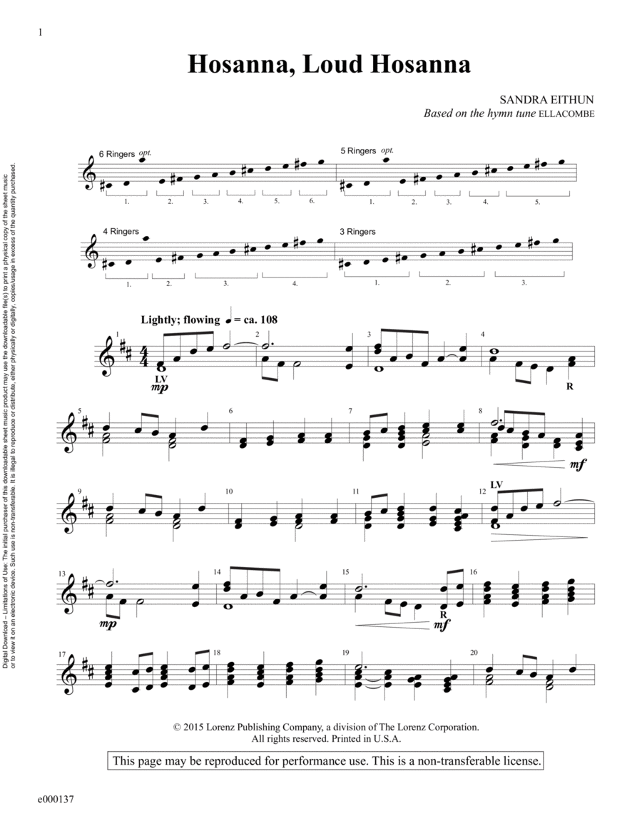Hosanna, Loud Hosanna (Reproducible Download) 3-Octaves scores gallery preview page 1