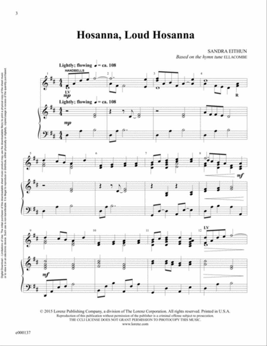 Hosanna, Loud Hosanna (Reproducible Download) 3-Octaves scores gallery preview page 3