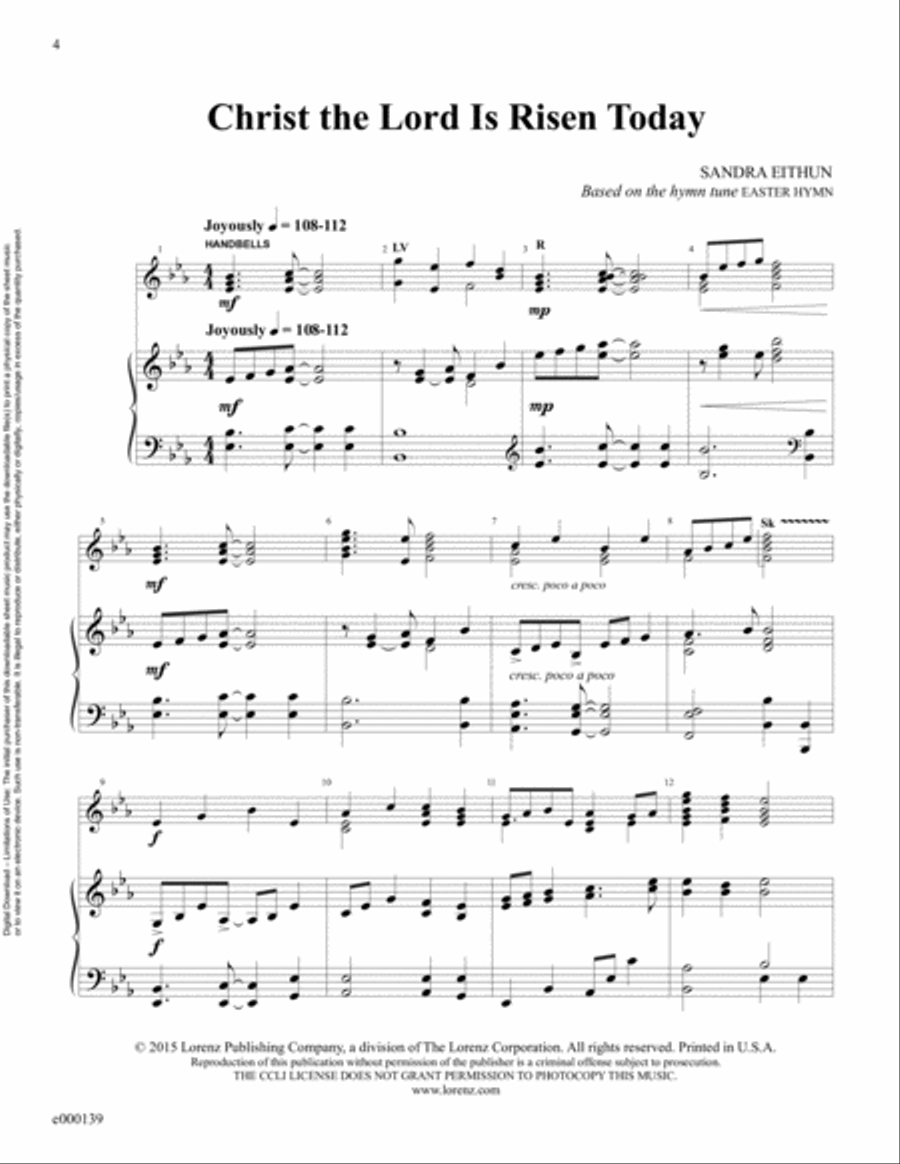 Christ the Lord Is Risen Today (Reproducible Download) 3-Octaves scores gallery preview page 4