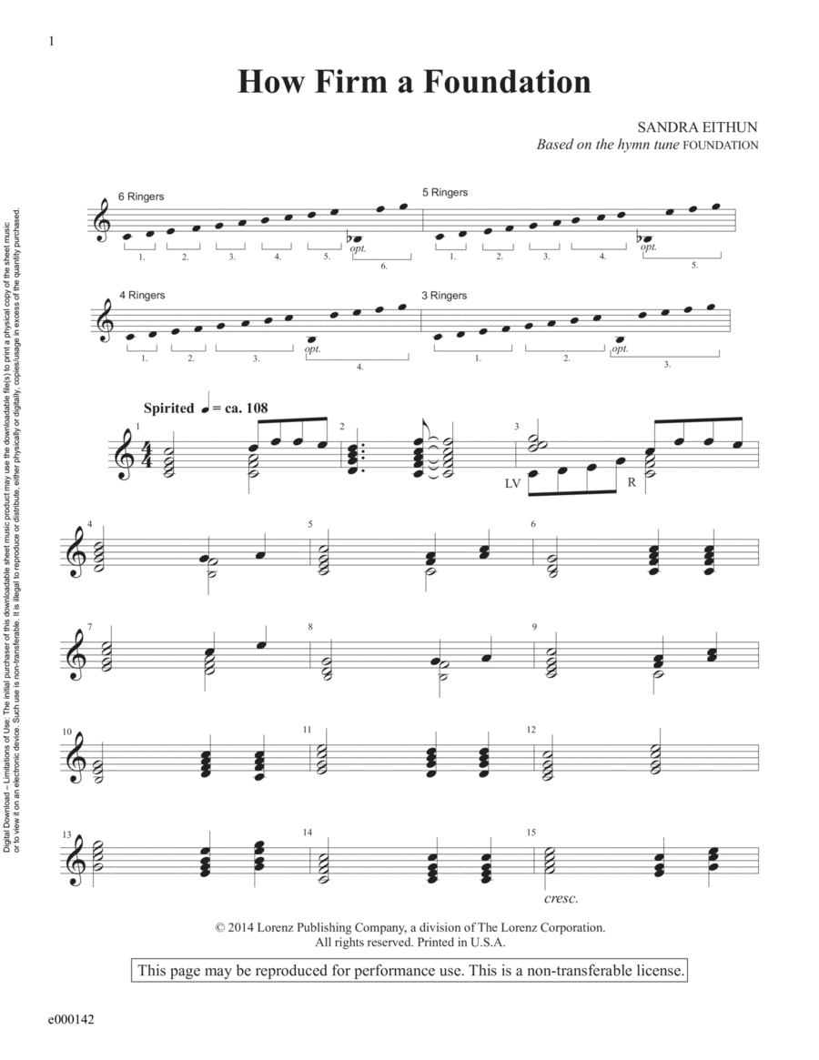 How Firm a Foundation (Reproducible Download) 3-Octaves scores gallery preview page 1