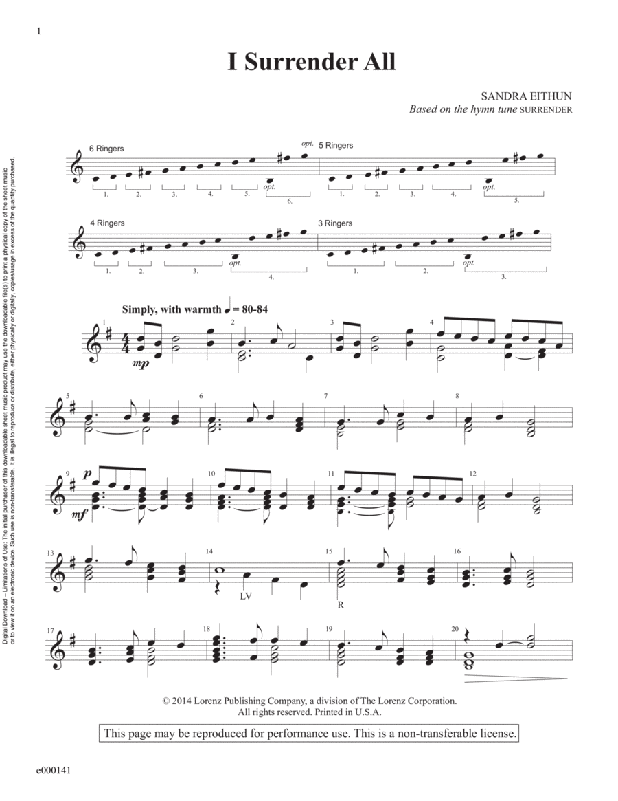 I Surrender All (Reproducible Download) 3-Octaves scores gallery preview page 1