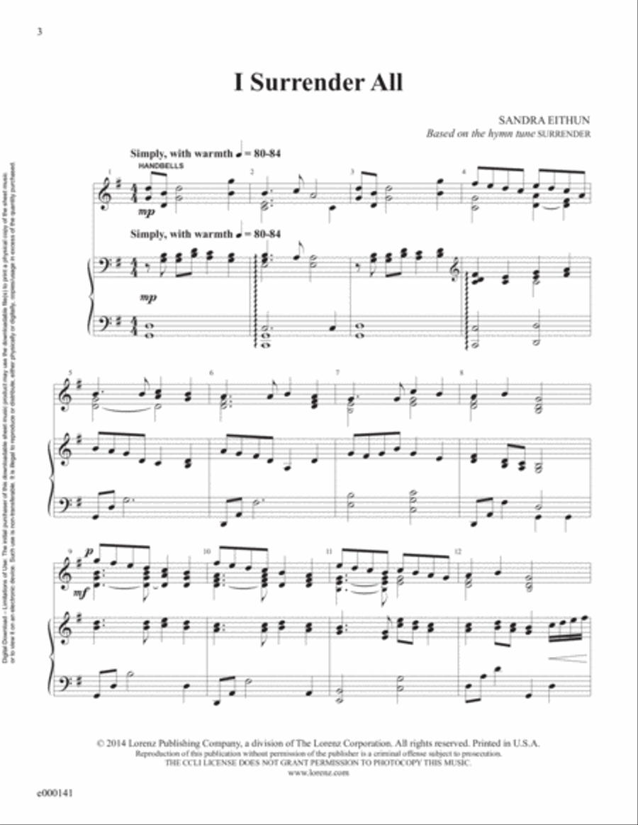 I Surrender All (Reproducible Download) 3-Octaves scores gallery preview page 3