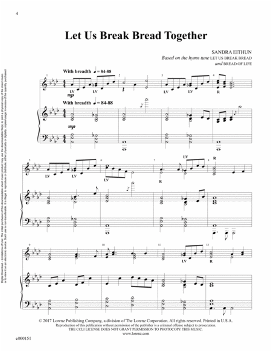 Let Us Break Bread Together (Reproducible Download) 3-Octaves scores gallery preview page 4