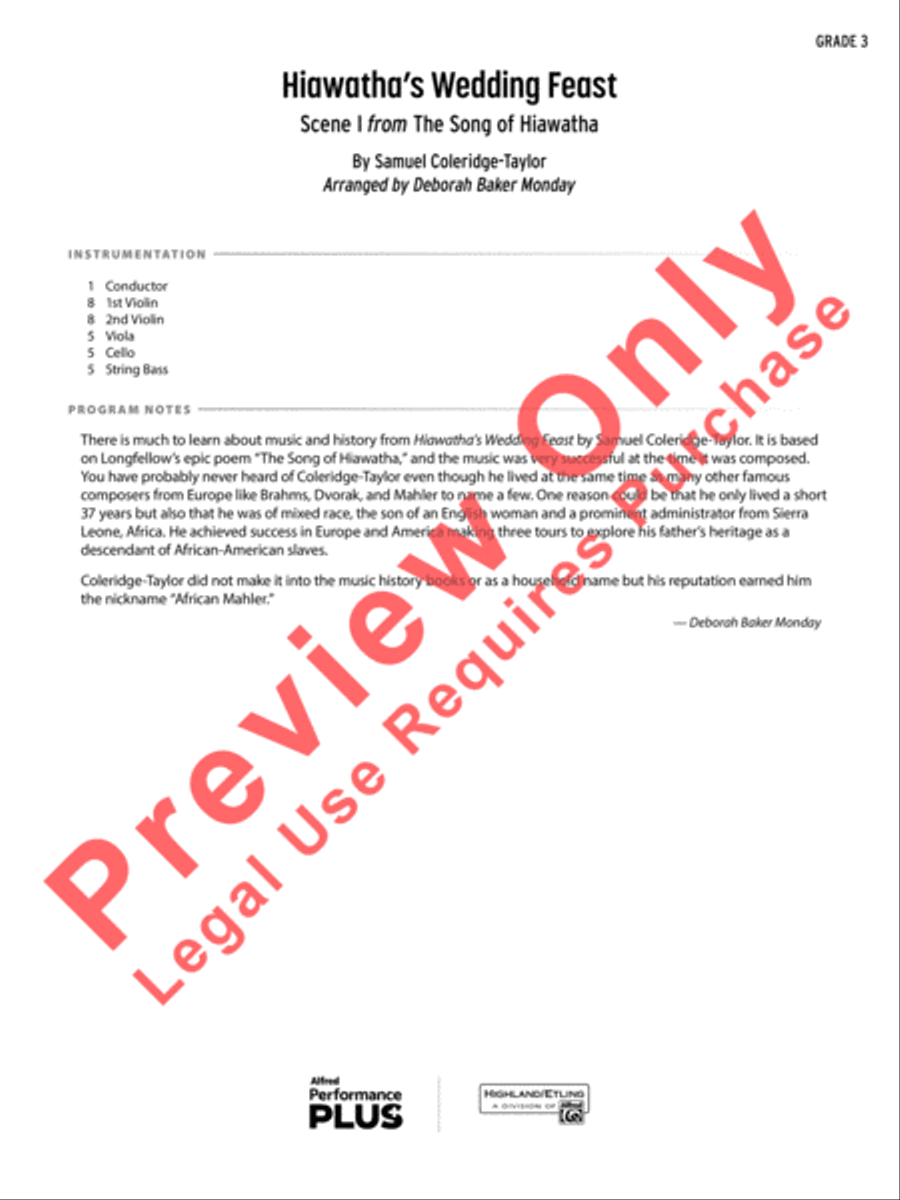 Hiawatha's Wedding Feast Hiawatha's Wedding Feast String Orchestra scores gallery preview page 2
